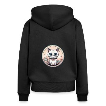 Chat - Sweat à capuche zippé Premium bio Femme - noir - Dos - Julia (174cm)