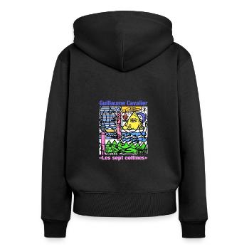 Die sieben Hügel - Frauen Premium Bio Zip Hoodie - Schwarz - Hinten - Julia (174cm)