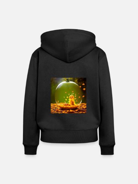 Halloween Kürbisgeist - Frauen Premium Bio Zip Hoodie - Schwarz