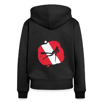 Rouge Blanc Plongée Drapeau Harpon Chasse Plongeur - Sweat à capuche zippé Premium bio Femme - noir - Dos - Julia (174cm)