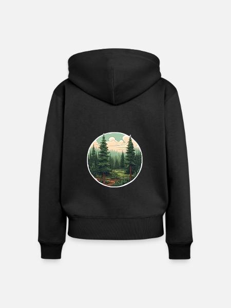 Tannenlandschaft - Frauen Premium Bio Zip Hoodie - Schwarz
