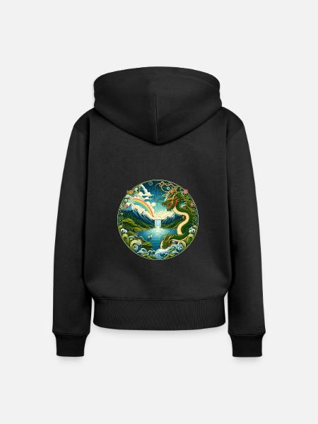 Chinesisches Märchen - Frauen Premium Bio Zip Hoodie - Schwarz