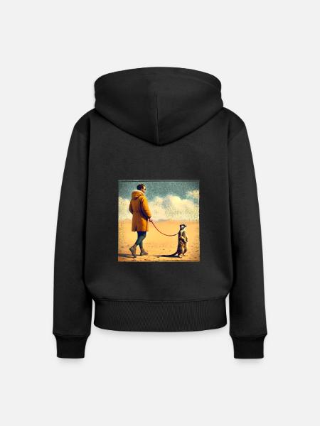 Spaziergang mit Erdmännchen - Frauen Premium Bio Zip Hoodie - Schwarz