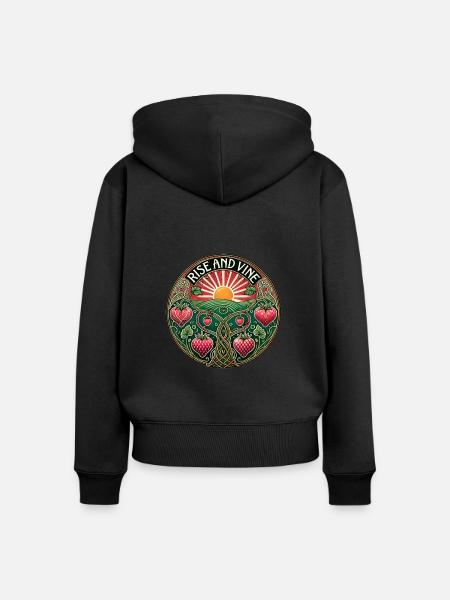 Rise and Vine - Frauen Premium Bio Zip Hoodie - Schwarz