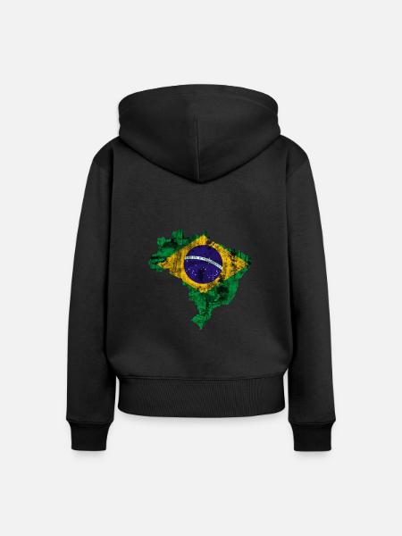 brazil - Frauen Premium Bio Zip Hoodie - Schwarz