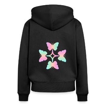 Schmetterlinge Union - Frauen Premium Bio Zip Hoodie - Schwarz - Hinten - Julia (174cm)