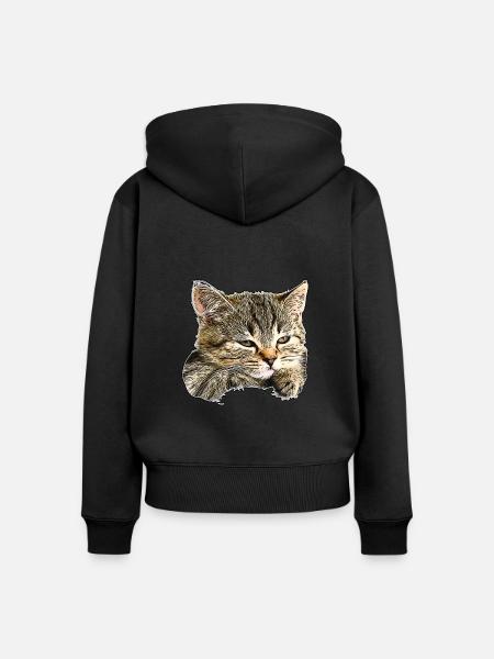 Cat face - Frauen Premium Bio Zip Hoodie - Schwarz