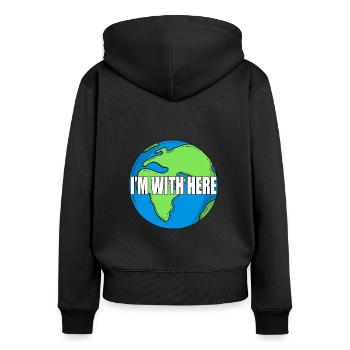 I am here - our earth - the world - Women's Premium Organic Zip Hoodie - black - Back - Julia (174cm)
