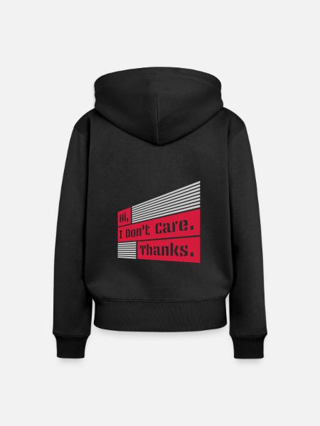 Hi I dont care - Frauen Premium Bio Zip Hoodie - Schwarz