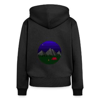 Camping - Sweat à capuche zippé Premium bio Femme - noir - Dos - Julia (174cm)