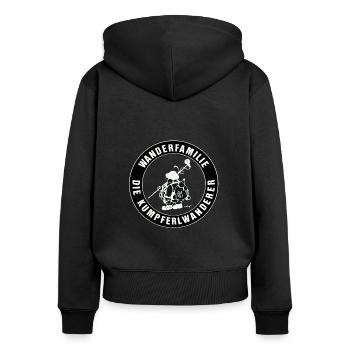 Wanderfamilie "Die Kumpferlwanderer" schwarz - Frauen Premium Bio Zip Hoodie - Schwarz - Hinten - Julia (174cm)