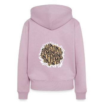 frauenpower power lettering birthday gift - Women's Premium Organic Zip Hoodie - dusky pink - Back - Julia (174cm)