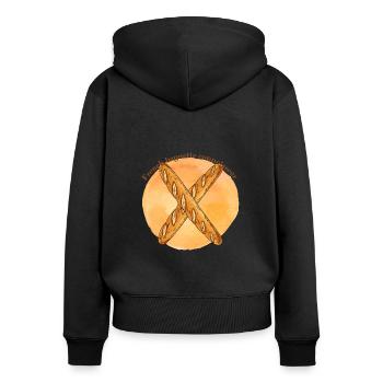 Cadeau pour les gourmands ou fans de la France - Sweat à capuche zippé Premium bio Femme - noir - Dos - Julia (174cm)