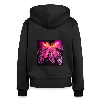 Mandala-Blume - Frauen Premium Bio Zip Hoodie - Schwarz - Hinten - Julia (174cm)
