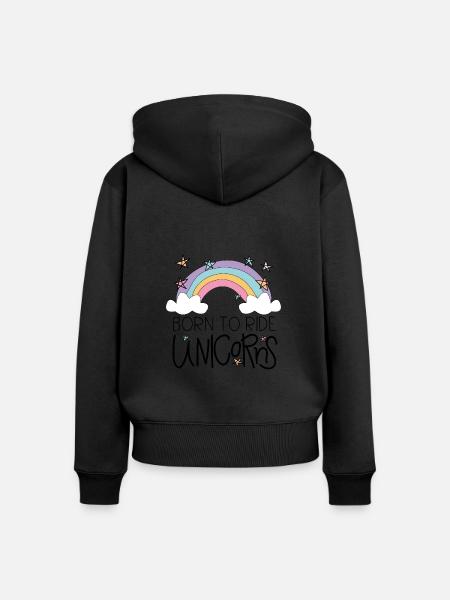 GEBOREN, UM EINHORN MIT RAIBOW ZU REITEN. - Frauen Premium Bio Zip Hoodie - Schwarz