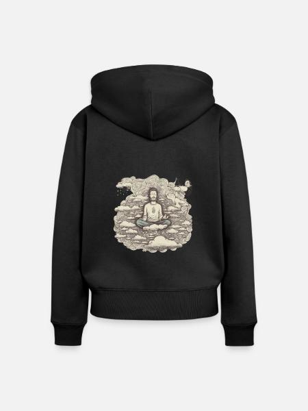 Achtsamkeit - Frauen Premium Bio Zip Hoodie - Schwarz