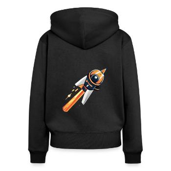 Fusée allant dans l'espace - Sweat à capuche zippé Premium bio Femme - noir - Dos - Julia (174cm)