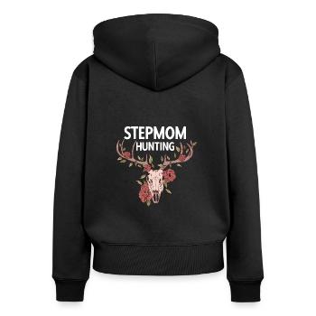 Stiefmütter JagenVintage Stepmom Hunting Sprüche - Frauen Premium Bio Zip Hoodie - Schwarz - Hinten - Julia (174cm)