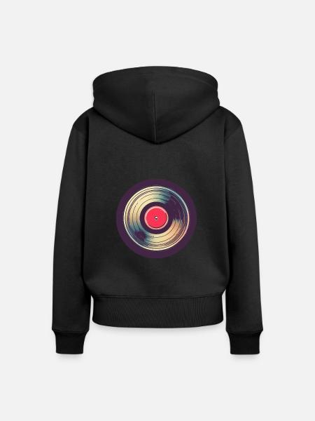 Retro Schallplatte - Frauen Premium Bio Zip Hoodie - Schwarz