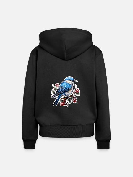 Winterlicher Vogel - Frauen Premium Bio Zip Hoodie - Schwarz
