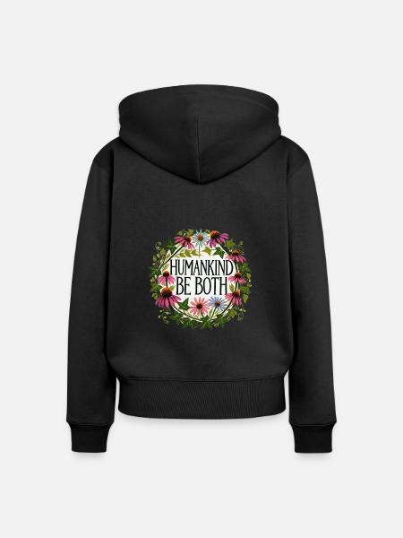 Der Mensch ist beides - Frauen Premium Bio Zip Hoodie - Schwarz