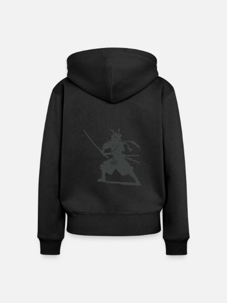 Samurai - Frauen Premium Bio Zip Hoodie - Schwarz