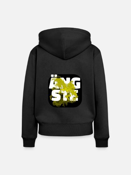 Ängste gelb - Frauen Premium Bio Zip Hoodie - Schwarz