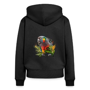 Bunter Papagei im Splash Art Design - für alle - Frauen Premium Bio Zip Hoodie - Schwarz - Hinten - Julia (174cm)