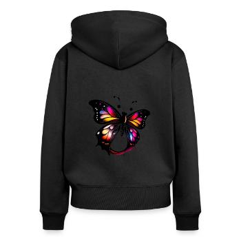 Papillon - Sweat à capuche zippé Premium bio Femme - noir - Dos - Julia (174cm)