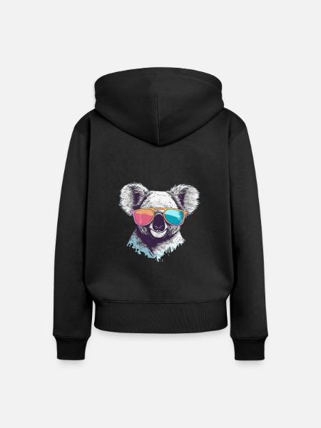 Timy, der bebrillte Koala - Frauen Premium Bio Zip Hoodie - Schwarz