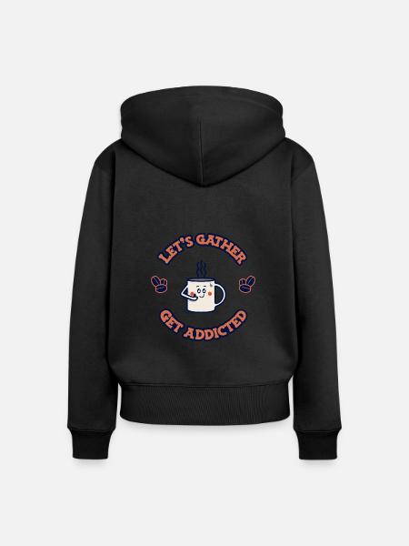 Süchtig werden nach Kaffee - Frauen Premium Bio Zip Hoodie - Schwarz