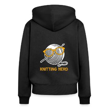 Knitting Crochet Yarn Vintage Graphic Stricken - Frauen Premium Bio Zip Hoodie - Schwarz - Hinten - Julia (174cm)