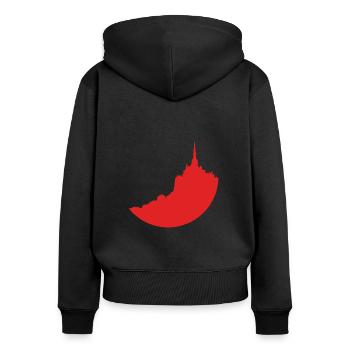 Mont Saint Michel red silhouette - Women's Premium Organic Zip Hoodie - black - Back - Julia (174cm)
