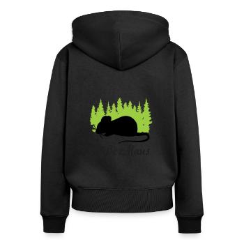 "Süße Maus: Zart und Liebenswert" - Frauen Premium Bio Zip Hoodie - Schwarz - Hinten - Julia (174cm)