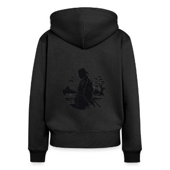 Zen-Samurai - Frauen Premium Bio Zip Hoodie - Schwarz - Hinten - Julia (174cm)