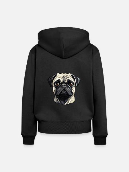 hund mops - Frauen Premium Bio Zip Hoodie - Schwarz