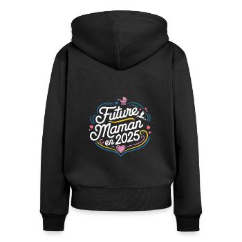 Future maman en 2025 - Sweat à capuche zippé Premium bio Femme - noir - Dos - Julia (174cm)