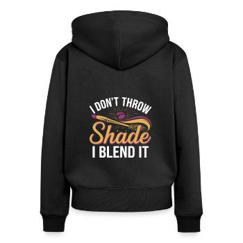 Trendiges Makeup-Motiv mit Retro-Charme - Frauen Premium Bio Zip Hoodie - Schwarz - Hinten - Julia (174cm)