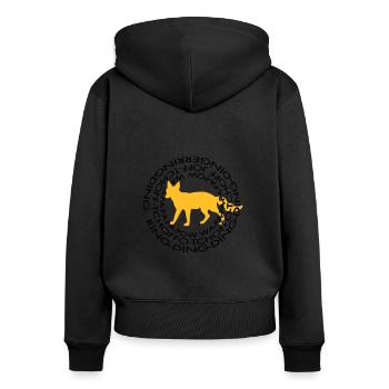 Que dit le Fox 2 - Sweat à capuche zippé Premium bio Femme - noir - Dos - Julia (174cm)