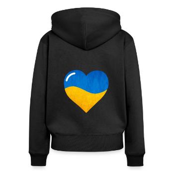 The Flag Of Ukraine, Ukrainian flag - Sweat à capuche zippé Premium bio Femme - noir - Dos - Julia (174cm)