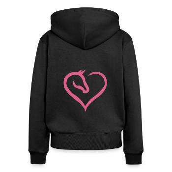 Pferd Herz Reiten Pferdebesitzerin Geschenkidee - Frauen Premium Bio Zip Hoodie - Schwarz - Hinten - Julia (174cm)
