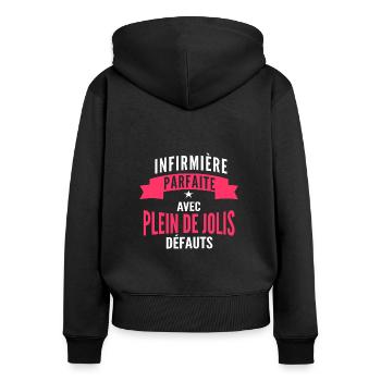 infirmière parfaite / humour infirmière - Sweat à capuche zippé Premium bio Femme - noir - Dos - Julia (174cm)