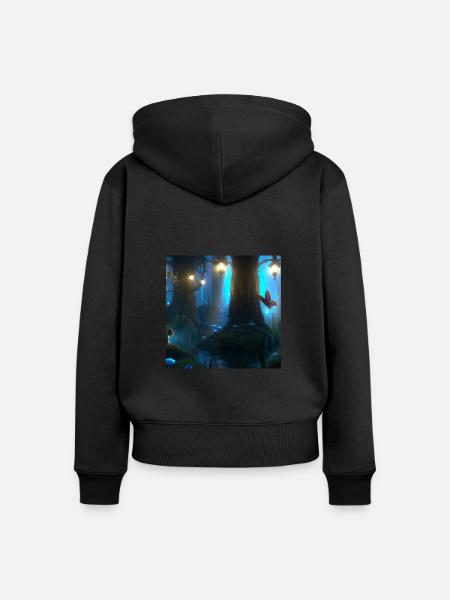 Magischer Wald - Frauen Premium Bio Zip Hoodie - Schwarz