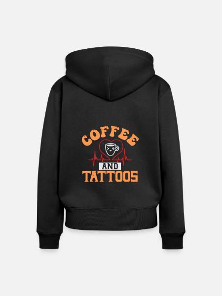 COFFFEE IST LOVE TATTOOS - Frauen Premium Bio Zip Hoodie - Schwarz