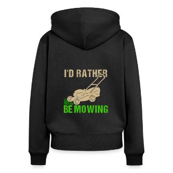 Rasenmäher Rasenpflege Vintage Lawnmower Sprüche - Frauen Premium Bio Zip Hoodie - Schwarz - Hinten - Julia (174cm)