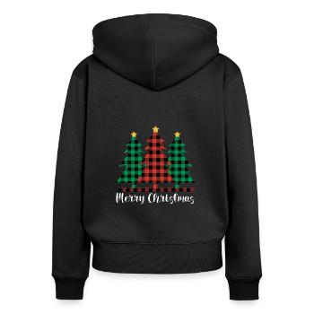 Weihnachten Christmas Vintage Heiligabend Spruch - Frauen Premium Bio Zip Hoodie - Schwarz - Hinten - Julia (174cm)