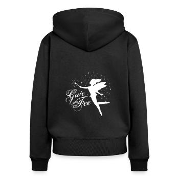 Zauberhaftes Shirt - die Gute Fee - Frauen Premium Bio Zip Hoodie - Schwarz - Hinten - Julia (174cm)