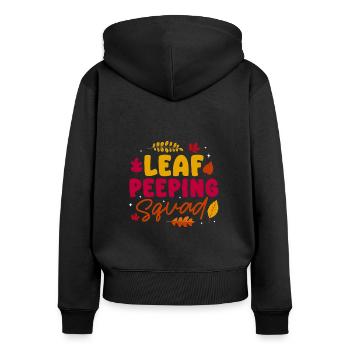 Leaf Peeping Squad Autumn Leaf Peeper - Frauen Premium Bio Zip Hoodie - Schwarz - Hinten - Julia (174cm)