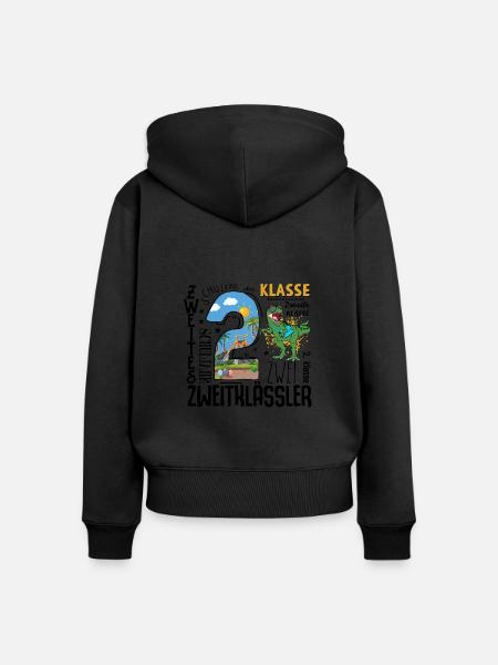 2. Klasse Dino T-Rex - Frauen Premium Bio Zip Hoodie - Schwarz