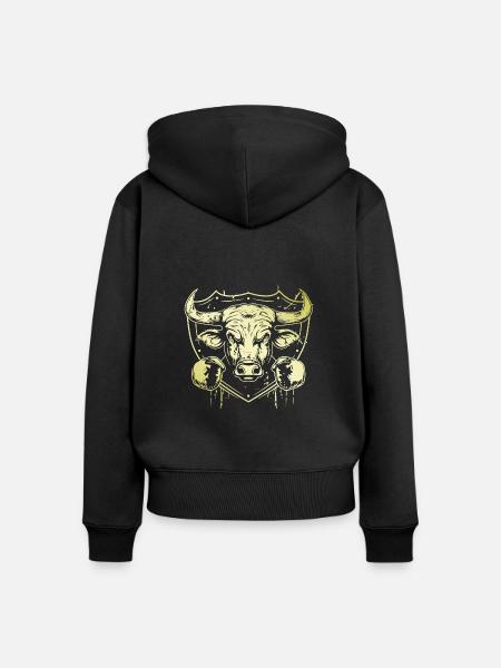 Bulle Stier Boxer - Frauen Premium Bio Zip Hoodie - Schwarz
